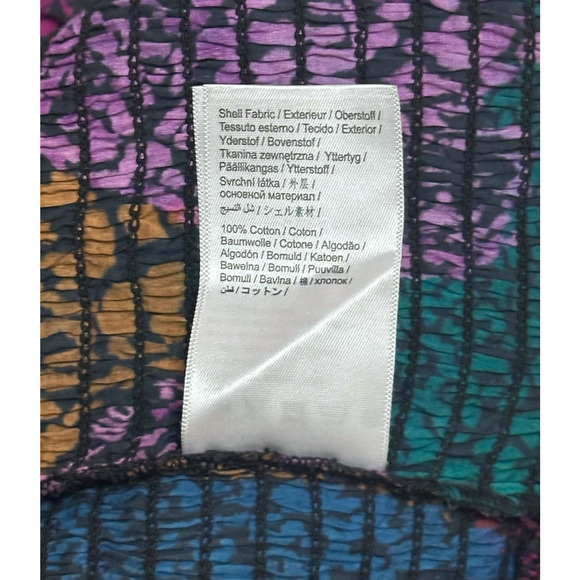 FARM RIO Leopard Rainbow Mix Blouse Smocked Ruffle Boho Cottagecore Glam Indie - Picture 11 of 13